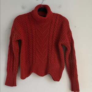 Handmade hand knit cable knit turtle neck chunky fisherman’s sweater